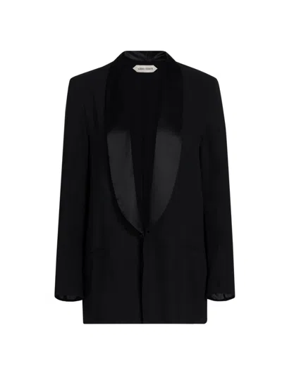 Alberta Ferretti Women's Satin Lapel Silk Blazer In Black