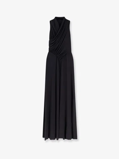 Alberta Ferretti Women Satin Long Dress In Black