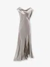 Alberta Ferretti Women Satin Long Dress In Gray