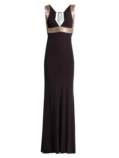 Alberta Ferretti Women's Sequin-embellished Jersey Empire-waist Gown In Black
