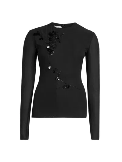 Alberta Ferretti Women's Stretch Silk Blouse In Black