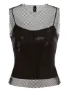 Alberta Ferretti Mesh Overlay Sleeveless Scoop Neck Top In Animal Print