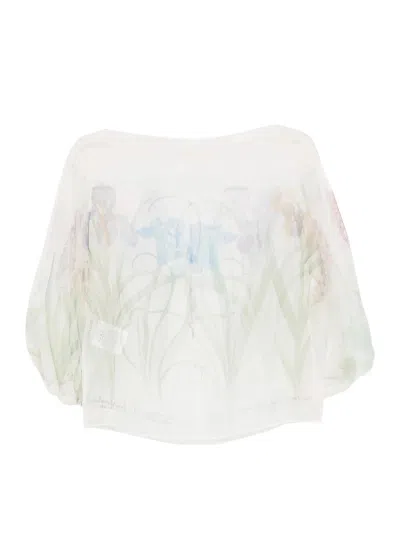 Alberta Ferretti Women Transparent Organza Shirt In Neutral