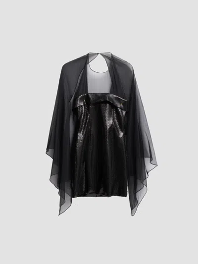 Alberta Ferretti Women's Tulle Sequin Mini Dress In Black
