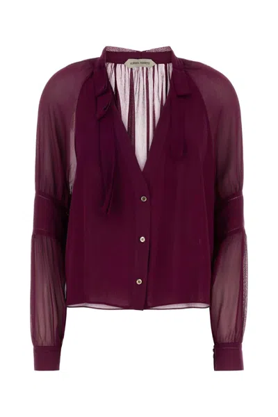 Alberta Ferretti Women Tyrian Purple Crepe Blouse In Red