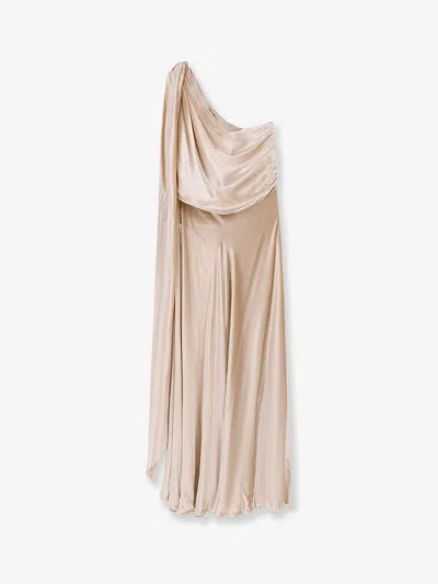 Alberta Ferretti Women Velvet Long Dress In Neutral