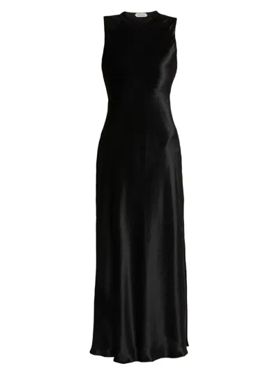 Alberta Ferretti Women's Velvet Round-neck Midi-dress In Black