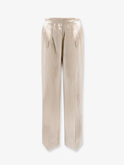 Alberta Ferretti Women Velvet Trousers In Neutral