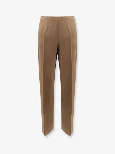 Alberta Ferretti Women Virgin Wool And Silk Trousers In Brown