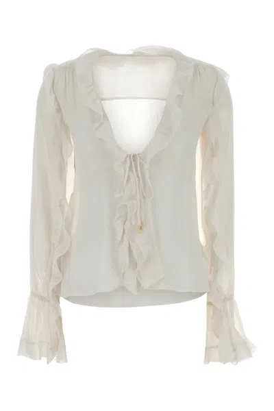 Alberta Ferretti Women White Crepe Blouse In Multi