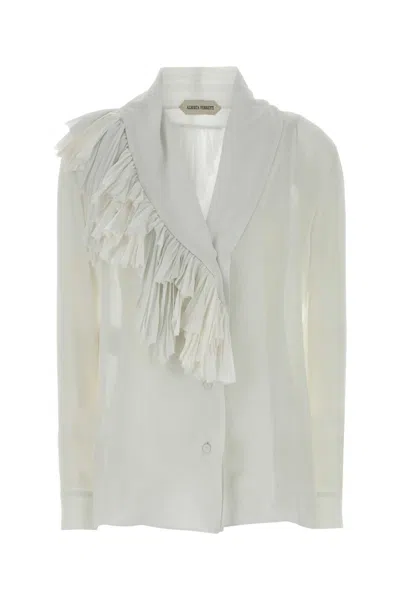 Alberta Ferretti Women White Crepe Shirt In Neutral