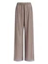 Alberta Ferretti Wide Leg Crystals Net Trousers Clothing In Gray