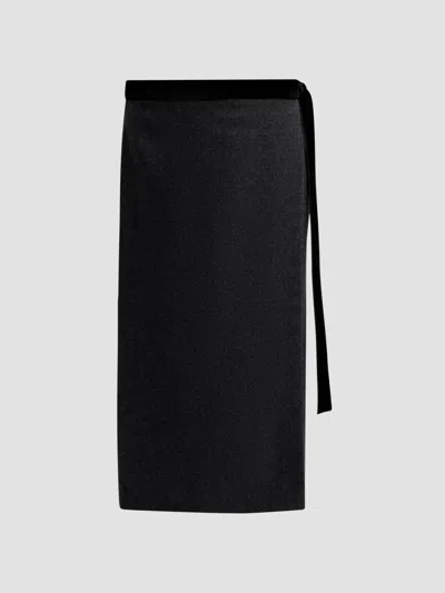 Alberta Ferretti Women's Wool Midi Skirt In Black