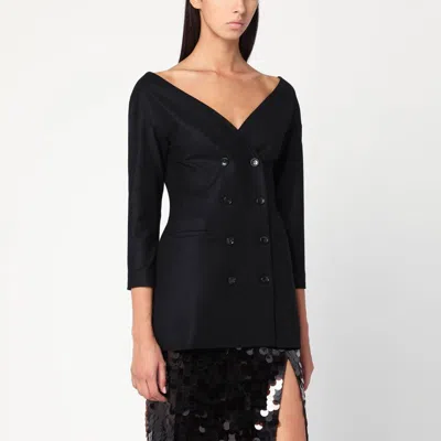 Alberta Ferretti Women's Wool V-neck Jacket In Black
