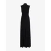 Alberta Ferretti Womens Black Draped Sleeveless Stretch-woven Maxi Dress In Black