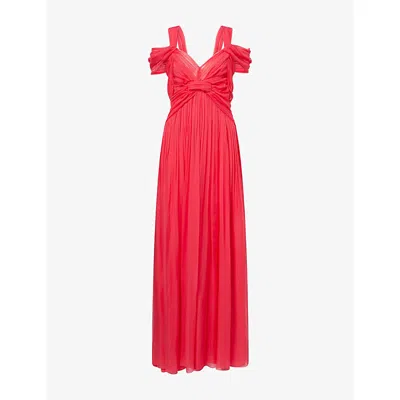 Alberta Ferretti Womens Pleated Shoulder-straps Silk Maxi Dress Fucsia In Pink