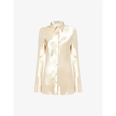 Alberta Ferretti Womens Ivory Satin Regular-fit Woven Shirt In Gold