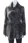 Alberta Ferretti Womens Leather Shearling Reversible Jacket Black Gray In Grey