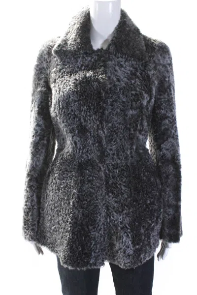 Alberta Ferretti Womens Leather Shearling Reversible Jacket Black Gray In Grey