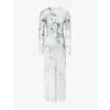 Alberta Ferretti Womens Multi Ice Floral Long-sleeves Woven Maxi Dress In Metallic