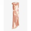 Alberta Ferretti Womens Pink Draped Asymmetric Woven Maxi Dress In Pink