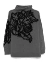 Alberta Ferretti Wool And Cashmere Sweater With Embroidery In Grey