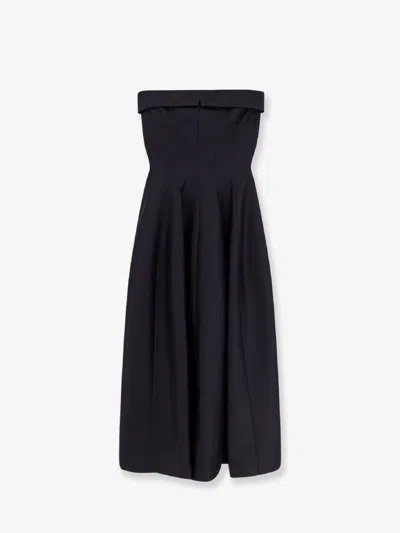 Alberta Ferretti Wool And Silk Midi Dress In Black