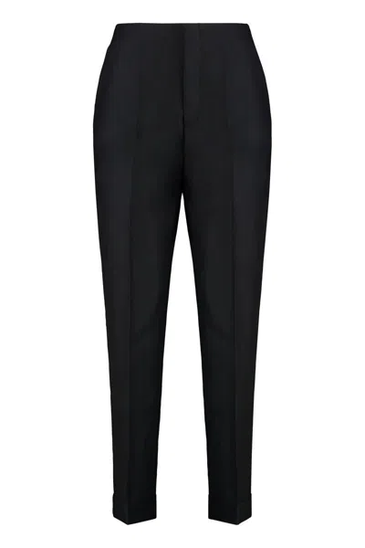 Alberta Ferretti Pleated-cuffed Trousers In Black