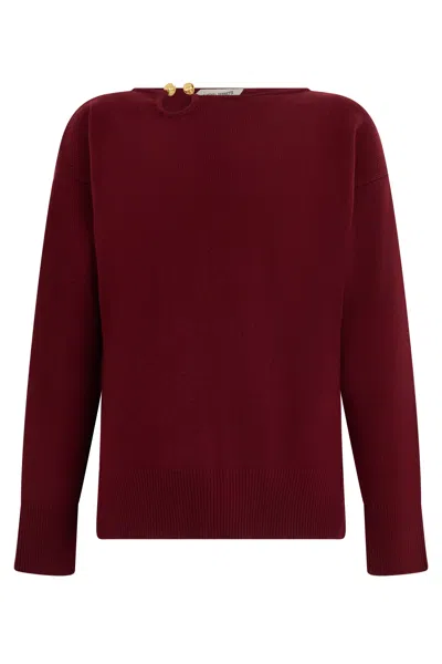 Alberta Ferretti Wool & Silk Sweater With Gold Detail In Burgundy
