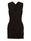 Alberta Ferretti Wool-blend Mini Dress In Black
