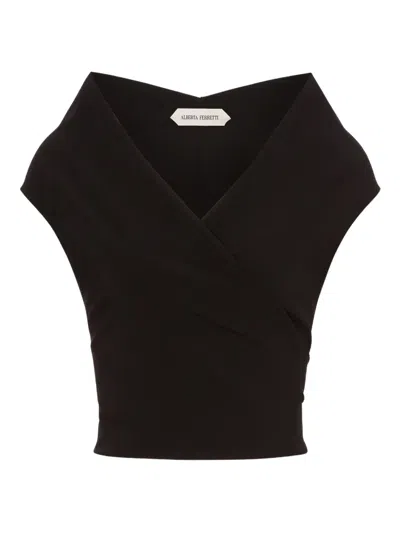 Alberta Ferretti Wool-blend Top In Black