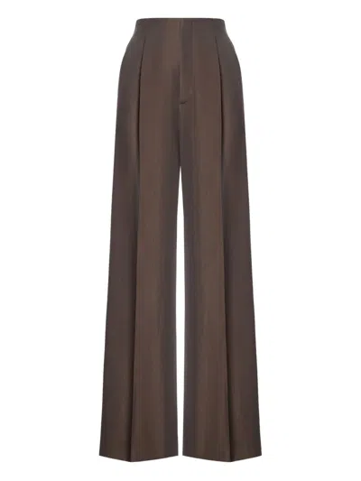 Alberta Ferretti Wool-blend Trousers In Brown