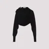 Alberta Ferretti Open Front Black Wool And Silk Cardigan In Black