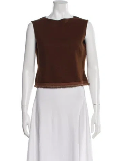 Pre-owned Alberta Ferretti Wool Crew Neck Top In Brown