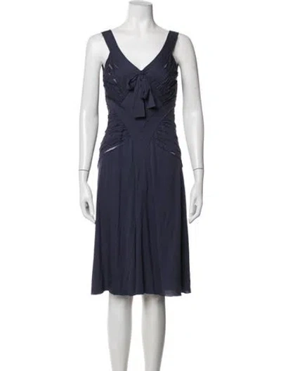 Pre-owned Alberta Ferretti Wool Knee-length Dress In Blue