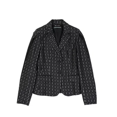 Alberta Ferretti Wool Logo Jacket In Black