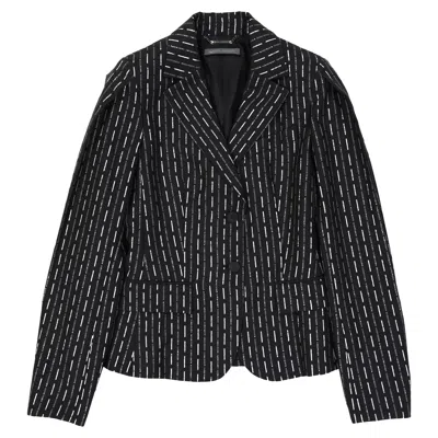 Alberta Ferretti Wool Logo Jacket In Black