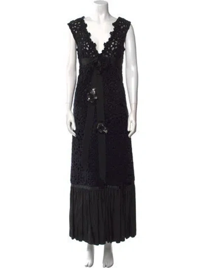 Pre-owned Alberta Ferretti Wool Long Dress In Black