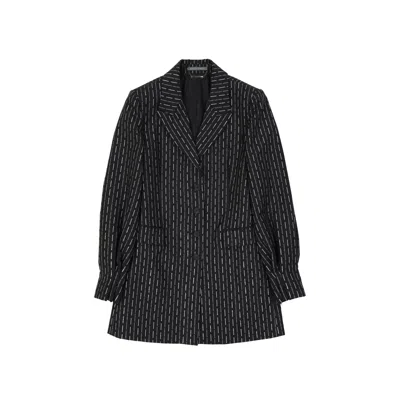 Alberta Ferretti Wool Long Jacket In Black