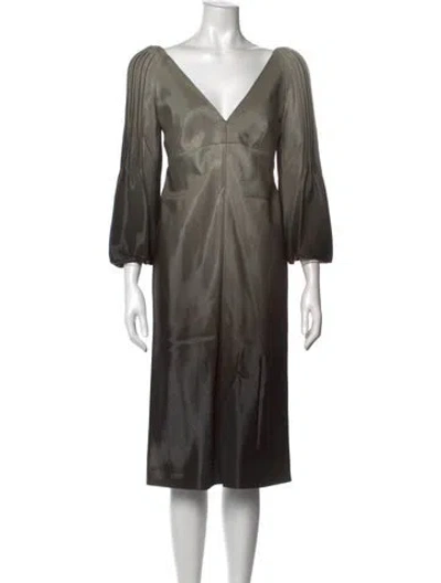 Pre-owned Alberta Ferretti Wool Midi Length Dress In Grey