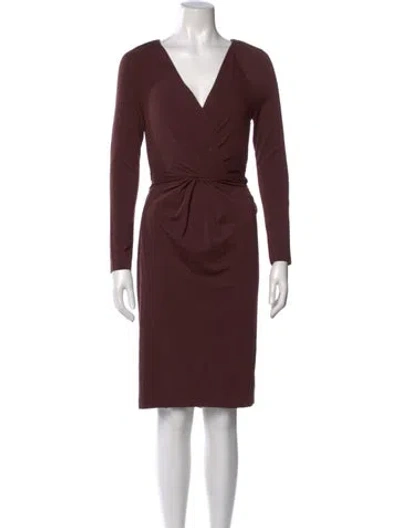 Pre-owned Alberta Ferretti Wool Mini Dress In Burgundy