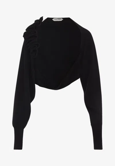 Alberta Ferretti Wool Silk Cashmere Cardigan In Black