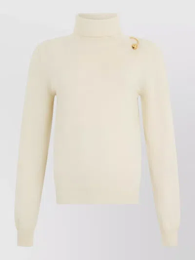 Alberta Ferretti Wool Silk Cashmere Fitted High Neck Sweater
