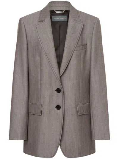 Alberta Ferretti Single-breasted Virgin Wool Blazer In Black