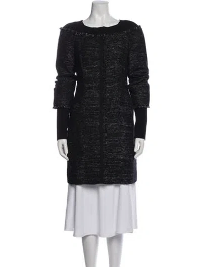 Pre-owned Alberta Ferretti Wool Tweed Pattern Coat In Black