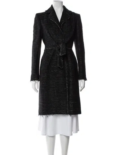 Pre-owned Alberta Ferretti Wool Tweed Pattern Coat In Brown