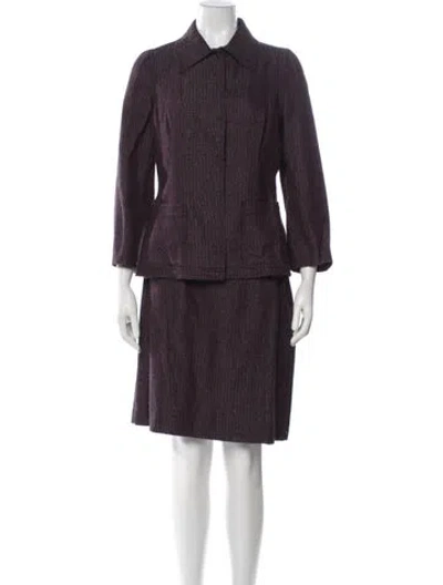 Pre-owned Alberta Ferretti Wool Tweed Pattern Skirt Suit In Purple