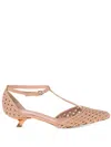 Alberta Ferretti Woven T-bar Pumps In Neutrals