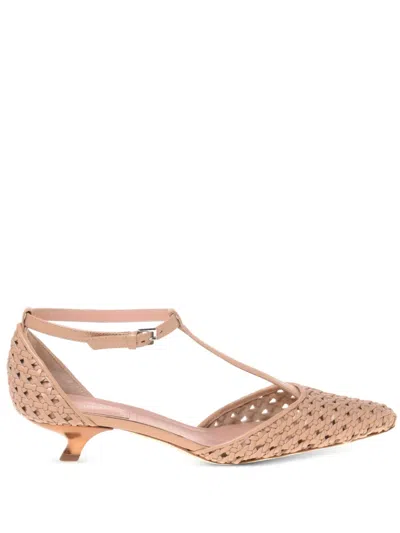 Alberta Ferretti Woven T-bar Pumps In Neutrals