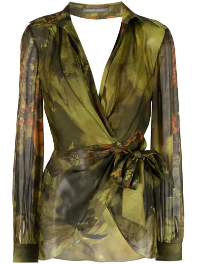 Alberta Ferretti Wrap-detailed Blouse In Multi
